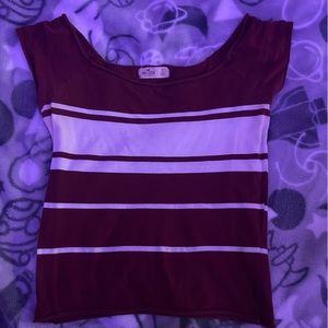 red striped off the shoulder crop top